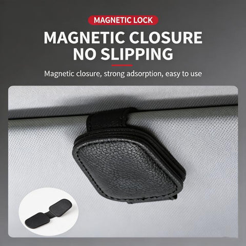 Nappa Leather Car Sunglasses Holder for Sun Visor Universal Magnetic Eyeglass Hanger Clip, Interior Organizer Accessory