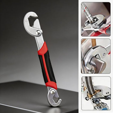 Universal Multi-Function Wrench 8-inch Adjustable Quick Spanner for 6-22mm Nuts & Bolts, Self-Adjusting Pipe Wrench for Plumbing, Repair, Automotive, Small