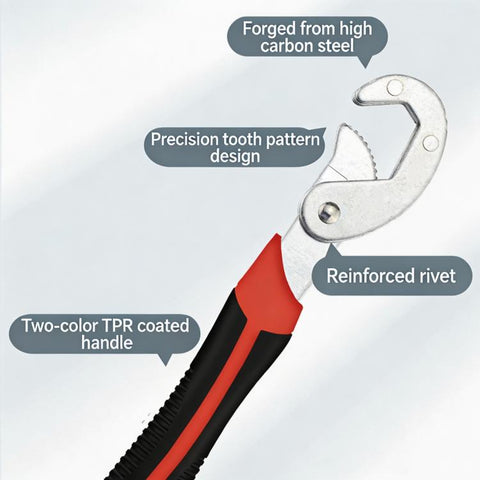Universal Multi-Function Wrench 8-inch Adjustable Quick Spanner for 6-22mm Nuts & Bolts, Self-Adjusting Pipe Wrench for Plumbing, Repair, Automotive, Small