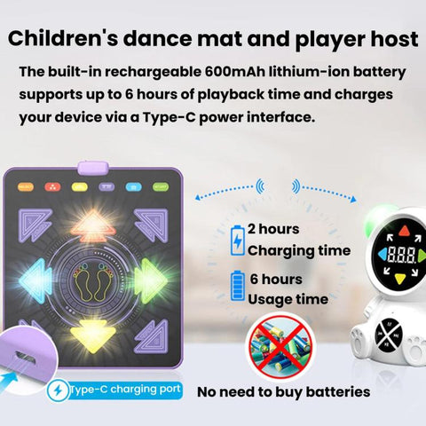 Home Sports Kids Light-Up Dance Mat, Wireless Musical Fitness Dance Machine
