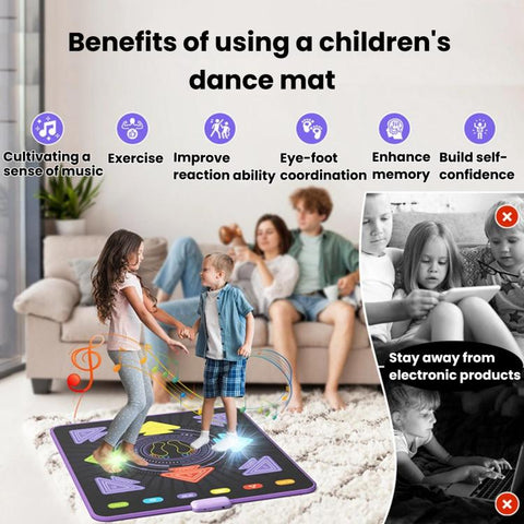 Home Sports Kids Light-Up Dance Mat, Wireless Musical Fitness Dance Machine