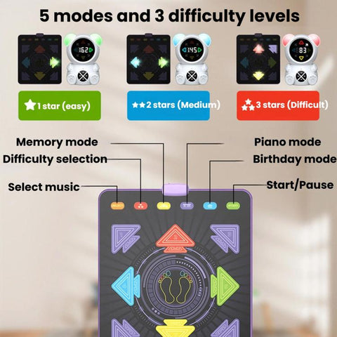 Home Sports Kids Light-Up Dance Mat, Wireless Musical Fitness Dance Machine