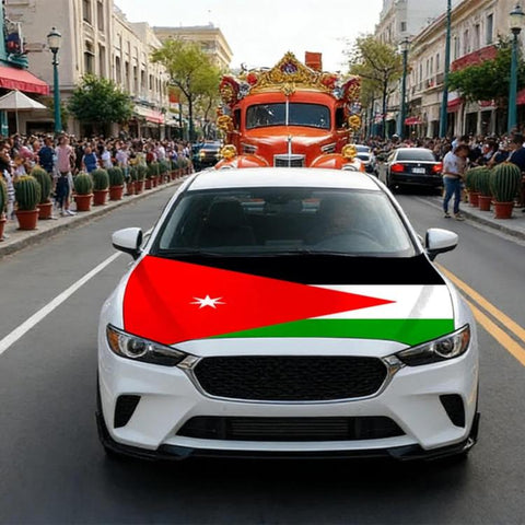 USA-Canada-Mexico World Cup Cheering Flag Dustproof Car Cover, New Zealand, Italy, Jordan