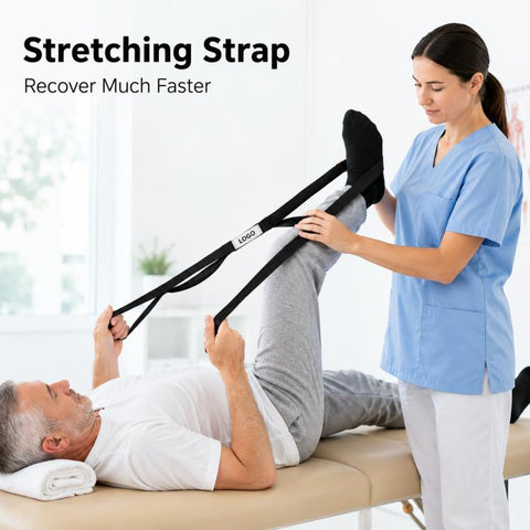 74.8-inch 10-Loop Yoga Stretch Strap Non-Elastic Stretching Strap for Physical Therapy, Hamstring Stretching, Pilates
