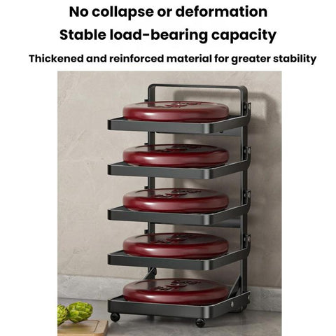Multi-Tier Kitchen Food Preparation Rack Foldable Storage Rack, Black 4-layer Desktop, Black 5-layer Desktop, White 4-layer Desktop, White 5-layer Desktop, Black 4-layer Wall-mounted, Black 5-layer Wall-mounted, White 4-layer Wall-mounted              ...