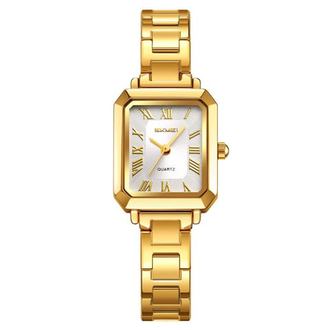 SKMEI 2582 Elegant Ladies Square Watch Stainless Steel Strap 30m Life Waterproof Quartz Watch