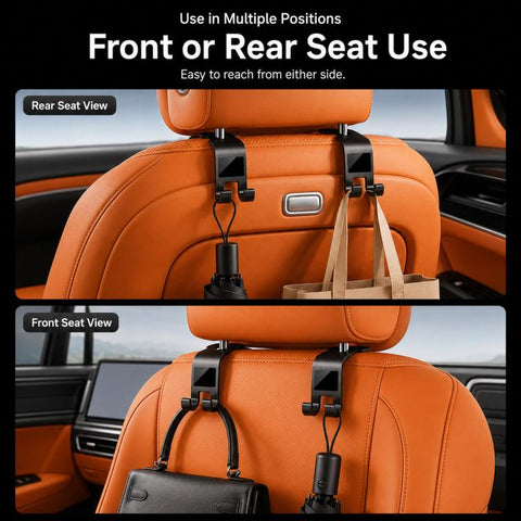 2pcs /Pack Car Headrest Hooks With Tablet Holder 360-Degree Rotatable Backseat Storage Organizer For Purses, Grocery Bags, Umbrellas