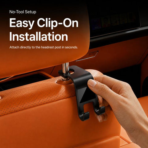 2pcs /Pack Car Headrest Hooks With Tablet Holder 360-Degree Rotatable Backseat Storage Organizer For Purses, Grocery Bags, Umbrellas