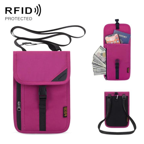 RFID-Protected Card Holder Ticket Coin Organizer Neck-Strap Passport & ID Pouch