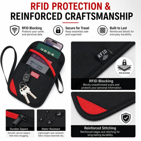 JUNLETU RFID Anti-Theft Card Holder Passport & ID Protector Ticket & Coin Pouch