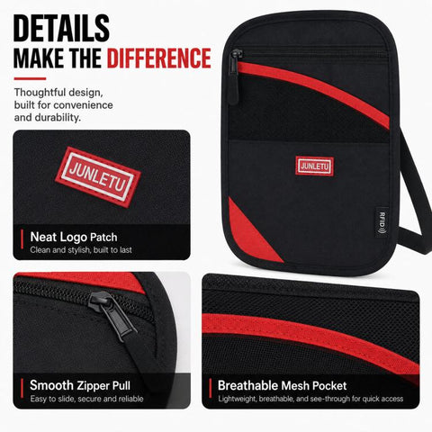 JUNLETU RFID Anti-Theft Card Holder Passport & ID Protector Ticket & Coin Pouch