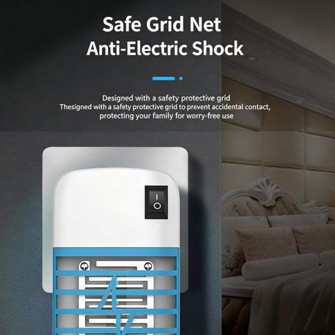 High-Power Electric Shock Mosquito Killer Lamp, LED Low-Noise Wall-Mounted Mosquito Repellent Light, US Plug