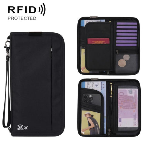 Passport ID Organizer RFID-Protected Cash Travel Document Pouch