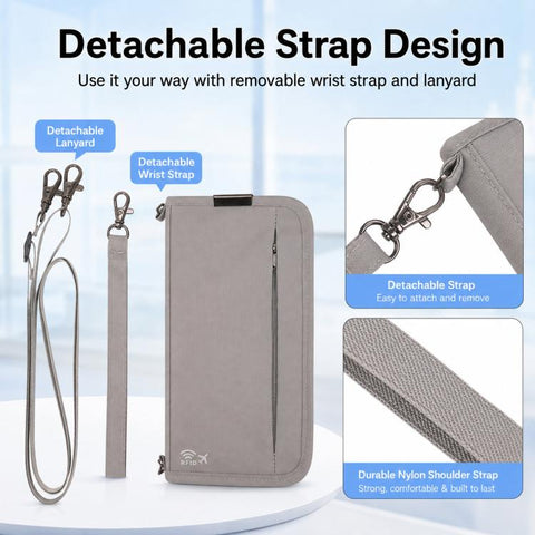 Passport ID Organizer RFID-Protected Cash Travel Document Pouch