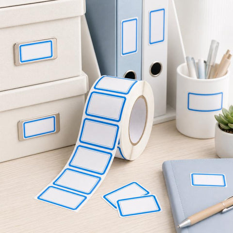 500pcs /Roll Write-On Labels with Color Borders 1.57 x 0.98 Inch Self-Adhesive File Folder Labels Easy Writing Blank Stickers