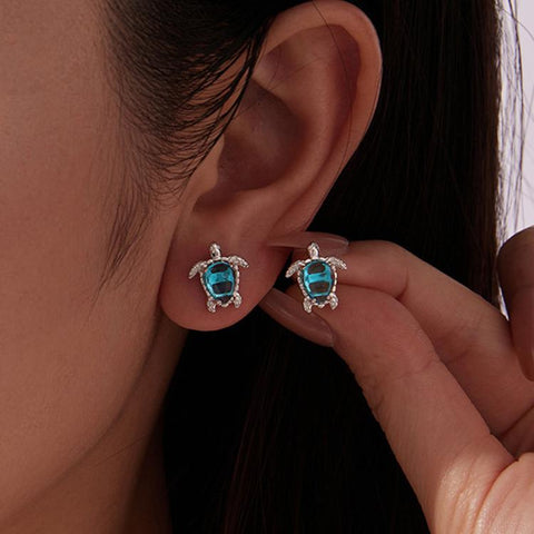 Cute Copper-plated White Gold Turtle Earrings