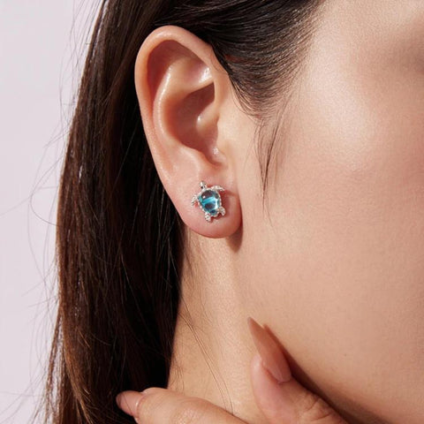 Cute Copper-plated White Gold Turtle Earrings
