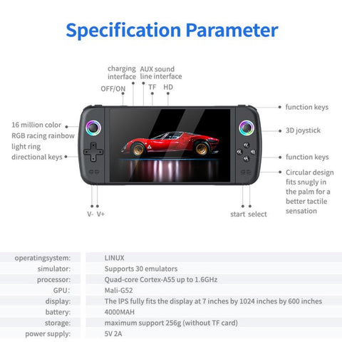 SJGAM M27 Handheld Gaming Console 7 Inch 3D Large Screen HD Portable Console, 64GB, 128GB, 256GB, 64GB+2pcs Game Controller, 128GB+2pcs Game Controller, 256GB+2pcs Game Controller