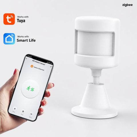 Tuya Zigbee PIR Motion Sensor Smart Human Motion Detector Wireless Home Security Alarm with 360-degree Rotating Base