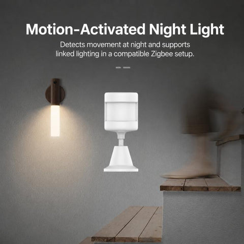 Tuya Zigbee PIR Motion Sensor Smart Human Motion Detector Wireless Home Security Alarm with 360-degree Rotating Base