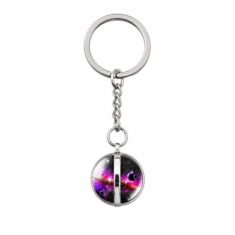 3D Galaxy Crystal Ball Keychain Glow in the Dark Planet Pendant Luminous Cosmic Starry Sky Pocket Keyring for Car Keys, Backpack