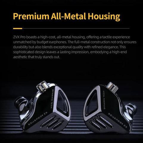 KZ ZVX PRO Dynamic In-Ear 1.2m Wired Earphones Deep Bass Hi-Fi Monitoring Earbuds, Standard, With Mic
