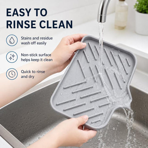 Large Silicone Sponge Holder for Kitchen Bathroom Sink 5-Degree Slanted Sink Tray with Drain Spout