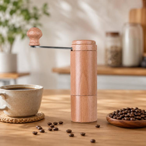 Small Portable Adjustable Hand-cranked Coffee Grinder, Beechwood Small, Beechwood Large, Black Walnut Small, Black Walnut Large, Beechwood Long, Oak Natural Color, Oak Coffee Color