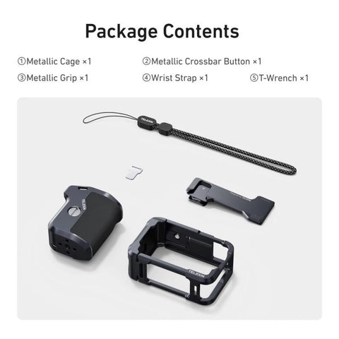 For DJI Action 6 TELESIN Street Photography Grip Set Aluminum Alloy Camera Cage Hand Grip Rig, For DJI Action 6