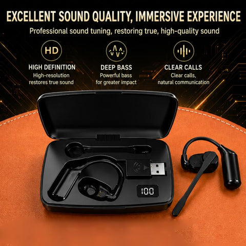 Ear-Hook Rotatable Bluetooth Earphone HD Noise Reduction Rainproof Earphone, V2