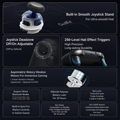 GuliKit ES Pro E-Sports Controller With TMR Joysticks Support Switch / Switch 2 Wakeup
