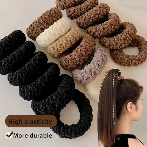 6-Piece Set Thickened Extra-Thick High-Elasticity Hair Tie Seamless Ponytail Headband