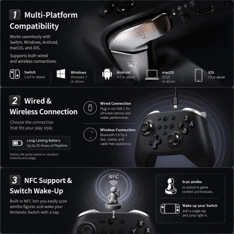 GuliKit KK2T Controller With TMR Electromagnetic Joystick Support NFC Amiibo and Switch Wakeup