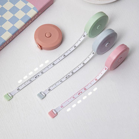 3-Piece Set 1.5m Round Plastic Ruler Automatic Retractable Tape Measure Household Mini Dual-Scale Metric / Imperial Measuring Tape