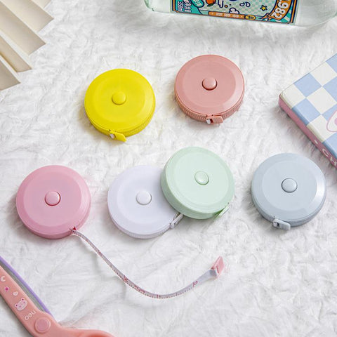 3-Piece Set 1.5m Round Plastic Ruler Automatic Retractable Tape Measure Household Mini Dual-Scale Metric / Imperial Measuring Tape
