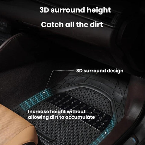 Trimable Silicone Car Floor Mats Waterproof Anti-Slip Foot Pads, Front, Rear