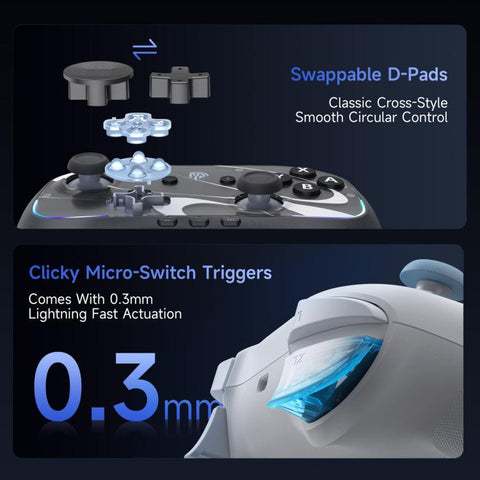EasySMX S10 Wireless Controller for Nintendo Switch & Switch 2 Gamepad with NFC, HD Rumble & Swappable Faceplate
