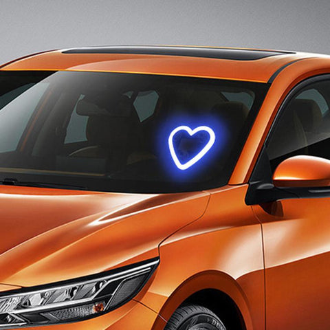 Solar Powered Heart-Shaped Car Ambient Light Smart Modified Neon Light For Vehicle Interior