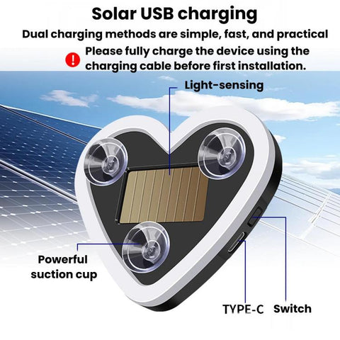 Solar Powered Heart-Shaped Car Ambient Light Smart Modified Neon Light For Vehicle Interior
