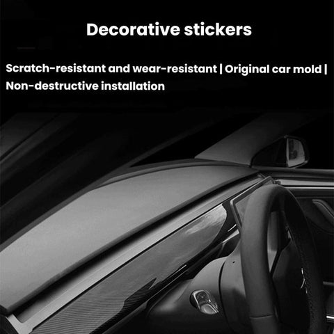 For Tesla Model 3 / Y Dashboard Decor Trim Strip, Carbon Fiber Matte Finish, Matte White, Carbon Fiber Glossy Finish, Matte Black