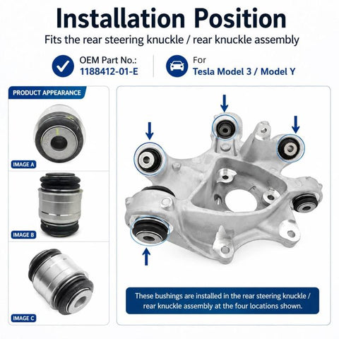 For 2017-2023 Tesla Model 3 / Y Rear Steering Knuckle Bushing 1188412-01-E, 1188412-01-E