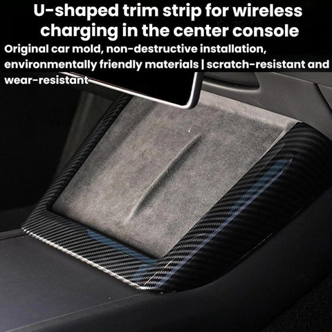 For Tesla Model 3 / Y Center Console Wireless Charger U-Shaped Decorative Protective Bezel