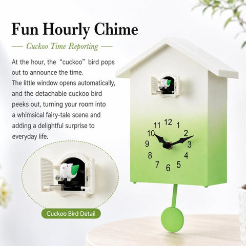 Modern Cuckoo Clock Kids House Shaped Wall Clock with Bird Chime Quiet Non-Ticking Decorative Wall Clock for Living Room Bedroom
