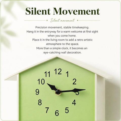 Modern Cuckoo Clock Kids House Shaped Wall Clock with Bird Chime Quiet Non-Ticking Decorative Wall Clock for Living Room Bedroom