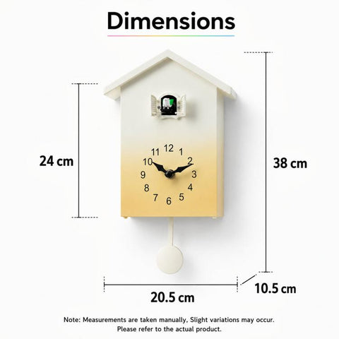 Modern Cuckoo Clock Kids House Shaped Wall Clock with Bird Chime Quiet Non-Ticking Decorative Wall Clock for Living Room Bedroom