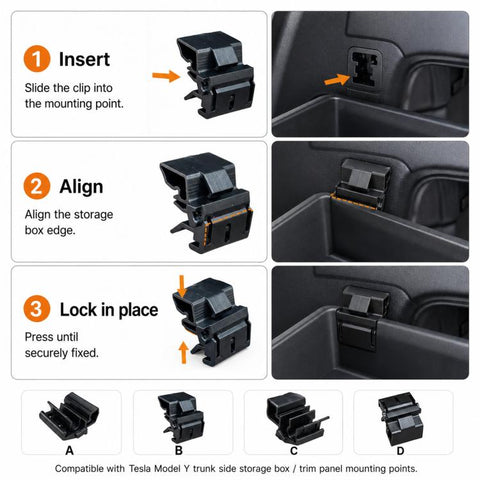 For Tesla Model 3 / Y 5pcs /Set Storage Box Mounting Clip 1472872-00-B, 1472872-00-B 5pcs