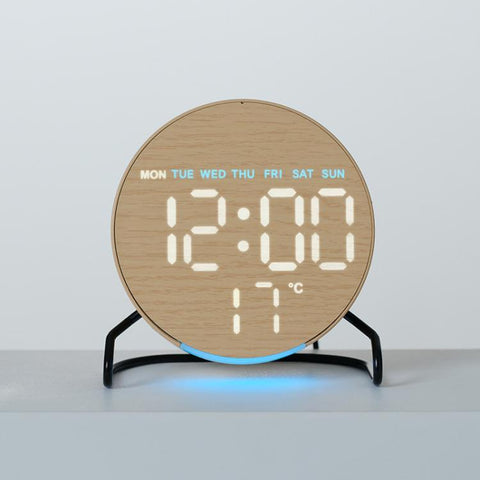 Aesthetic LED Digital Desk Clock Bedside Alarm Clock With Bottom Ambient Light, Countdown Timer, Date And Temperature