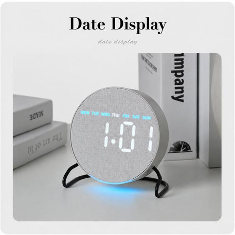 Aesthetic LED Digital Desk Clock Bedside Alarm Clock With Bottom Ambient Light, Countdown Timer, Date And Temperature