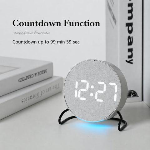 Aesthetic LED Digital Desk Clock Bedside Alarm Clock With Bottom Ambient Light, Countdown Timer, Date And Temperature