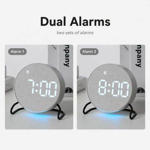 Aesthetic LED Digital Desk Clock Bedside Alarm Clock With Bottom Ambient Light, Countdown Timer, Date And Temperature